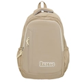 Minimalistischer beiger College-Rucksack mit hohem Fassungsvermögen und gepolsterten Trägern - Khaki