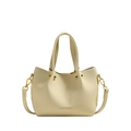 Sac seau chic beige en cuir à motif litchi avec ferrures dorées et bandoulière - Dianthus