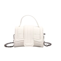 Mini white faux-crocodile leather crossbody bag with metal chain and top handle - White