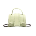 Mini green crocodile pattern handbag with metal chain strap and curved base - Green