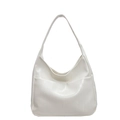Sac hobo blanc de grande capacité en similicuir texturé avec bandoulière élégante - Blanc Cassé
