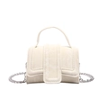 Schicke cremeweiße PU-Leder Mini-Quadrat Tasche mit Griff und silberner Kette - Weiß
