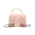 Rosa Mini-Umhängetasche mit Marmortextur und silberner Metallkette für Damen - Rosa