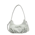 Chic mint green half-moon underarm bag with decorative 3D bows and silver hardware - Green