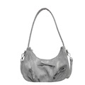 Gray marble texture half-moon underarm bag with three decorative bows on front - Silver