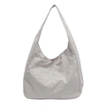 Minimalist light grey oversized nylon tote bag with front layered pocket and wide shoulder strap - Off White