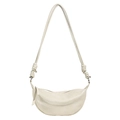Chic beige croissant bag with soft pleated faux leather and knotted strap detail - Off-white