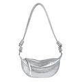 Silver metallic dumpling shoulder bag with ruched leather and knot detail - Silver