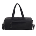 Grand sac de voyage en nylon noir avec poignées renforcées et bandoulière réglable - Noir