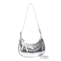 Borsa a spalla argento metallizzato con texture pieghettata ed effetto a specchio - Argento