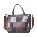 Patchwork-Jeanstasche mit Vintage-Stil in Blau und Braun und verstellbarem Riemen - Braun