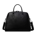 Bolso tote grande negro en cuero con textura litchi y correa de hombro ajustable negra - Negro