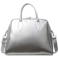 Bolso tote plateado metalizado de gran capacidad con correa de hombro ajustable moda - Plateado