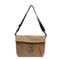 Khaki Canvas Tragetasche mit orangefarbenem Kordelzug und schwarzem Schultergurt - Braun