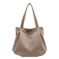 Bolso tote de lona grande en color caqui con detalle de parche de marca marrón - Caqui
