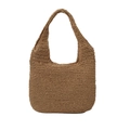 Borsa tote in paglia intrecciata a mano tonalità terra con motivo a nido d'ape - Cachi