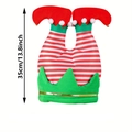 Detalle de decoración de pata de elfo navideño de 35cm con zapatos rojos y borde dorado - 35cm / Gorro Pierna de Elfo Rayado