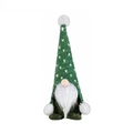 Christmas gnome plush toy with green knitted hat and white heart pattern for holiday decor - Green