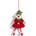 Weihnachtself Plüschpuppe mit rot-weißen Streifen und kleinem Goldglöckchen zum Aufhängen - Mädchen Elf Anhänger