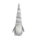 Gnomo di Natale in peluche con cappello grigio lavorato a maglia e barba bianca - Grigio chiaro