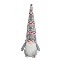 Gnomo di Natale grigio in peluche con cappello lavorato a maglia e barba bianca - grigio scuro