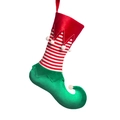 Botte de lutin de Noël rayée rouge et verte pour décoration de sapin de fête - Style Chaussette de Lutin