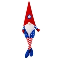 Patriotic USA Independence Day gnome plush with red star hat and striped long legs - Male Style (Beard Design)
