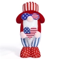 Close-up of patriotic Independence Day gnome plush featuring star sunglasses and a heart - Heart Style