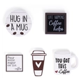 Set di 5 decorazioni rustiche per caffè in legno con cartelli stile fattoria - Set di Cinque Insegne Decorative (Senza Vassoio)