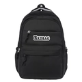Zaino nero leggero da donna con ampi scomparti e toppa con logo applicata - Nero