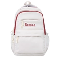 Zaino minimalista bianco e rosso leggero per studenti con stemma RKDBAG cucito - Bianco