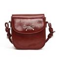 Borsa a tracolla da donna in pelle lucida bordeaux con fiocco in metallo argento - Rosso