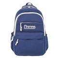 Zaino blu scuro minimalista da donna con logo RKDBAG e cordini bianchi sulla cerniera - Blu