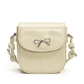 Elegante borsa a tracolla bianco crema con fiocco d'argento e tracolla con nodi - Bianco