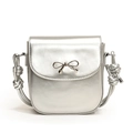Elegante borsa a tracolla in pelle PU argento con un raffinato fiocco metallico - Argento