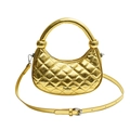 Goldene gesteppte Halbmond-Handtasche mit Metallic-Finish und verstellbarem Gurt - Gold