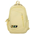 Beigefarbener Nylon Rucksack mit hoher Kapazität, AKOBAG Patch und Taschen - Gelb