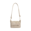 Cream bucket bag with quilted flap and decorative knotted shoulder strap for women - Off White