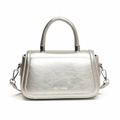 Zilveren metallic crossbodytas met handvat aan de bovenkant en verstelbare schouderriem - Zilver