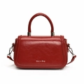 Glanzende rode kleine handtas met rond handvat en afneembare schouderband voor dames - Rood
