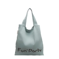 Borsa tote in tela azzurra con stampa Fun' Party in uno stile casual a spalla - Stile Lettere Fun' Party / Verde