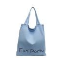 Borsa tote in tela azzurra con stampa nera Fun Party per uso quotidiano casual - Stile Lettere Fun' Party / Blu