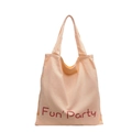 Grande borsa tote in tela arancione chiaro con stampa Fun Party per uso quotidiano - Stile Lettere Fun' Party / Arancione