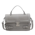 Grey crocodile pattern crossbody bag with vintage metal clasp and top handle design - Gray