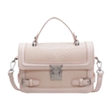 Women's small square crossbody bag in dusty pink snakeskin pattern with metal buckle - Pink