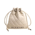Chic beige quilted bucket backpack with CLEAR K metallic logo and drawstring closure - Off White