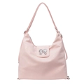Hellrosa Shopper aus PU-Leder mit einer dekorativen silbernen Metallschleife vorne - Rosa