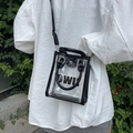 Minimalist transparent PVC crossbody bag with black trim and DWU print for beach holidays - Transparent