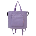 Versatile light purple canvas tote backpack with adjustable straps and zip pocket - Purple