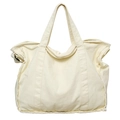 Bolso tote minimalista de lona blanco roto con bordes deshilachados para mujeres - Blanco